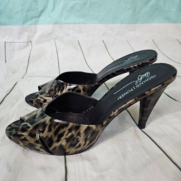 DONALD J PLINER Feigel Leopard Print Heels Slides~Size 11 M - Picture 1 of 11